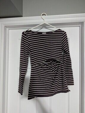 Boob Design - Black and White Striped Nursing Top